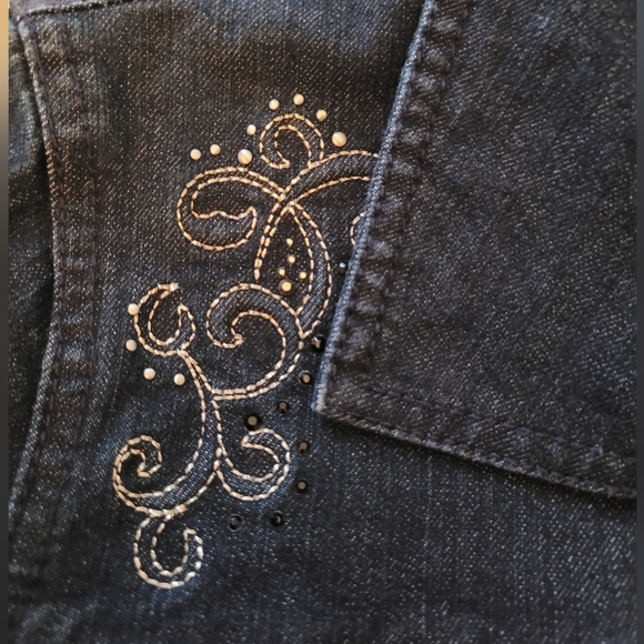 CHICO'S Denim Jacket Button Up Rhinestone Detail Women's Size 1 - Picture 4 of 6